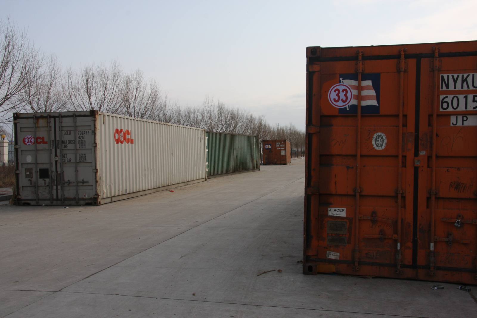 Container yard prepared for export shipment.